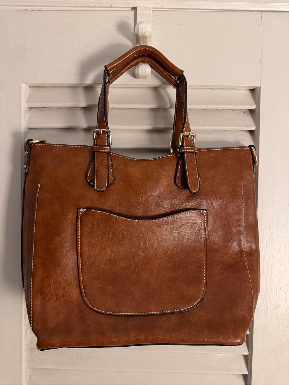 Classic Brown Leather Tote Bag - Women